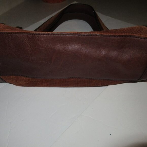 Cole Haan Suede Leather Shoulder Purse Brown - Picture 8 of 9
